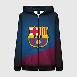 Толстовка на молнии женская FCB Barcelona, цвет: 3D-черный