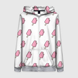 Толстовка на молнии женская Мороженое розовое, цвет: 3D-меланж