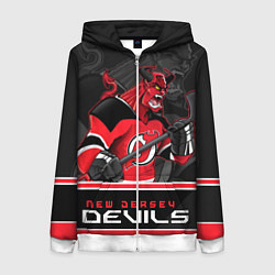 Толстовка на молнии женская New Jersey Devils, цвет: 3D-белый