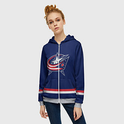 Толстовка на молнии женская Columbus Blue Jackets, цвет: 3D-меланж — фото 2