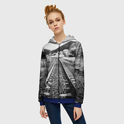 Толстовка на молнии женская Железная дорога, цвет: 3D-синий — фото 2