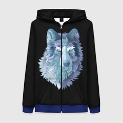 Толстовка на молнии женская Седой волк, цвет: 3D-синий