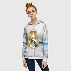 Толстовка на молнии женская Реал Мадрид, цвет: 3D-белый — фото 2