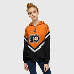 Толстовка на молнии женская NHL: Philadelphia Flyers, цвет: 3D-черный — фото 2