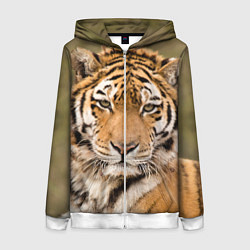 Толстовка на молнии женская Милый тигр, цвет: 3D-белый