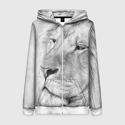 Толстовка на молнии женская Мудрый лев, цвет: 3D-белый