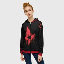 Толстовка на молнии женская Astralis: Black collection, цвет: 3D-красный — фото 2