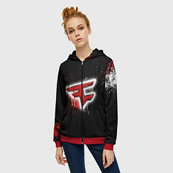 Толстовка на молнии женская FaZe Clan: Black collection, цвет: 3D-красный — фото 2