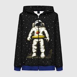 Толстовка на молнии женская Космонавт с уточкой, цвет: 3D-синий