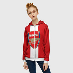 Толстовка на молнии женская Arsenal FC: Red line, цвет: 3D-белый — фото 2