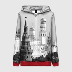 Толстовка на молнии женская Москва: Кремль, цвет: 3D-красный