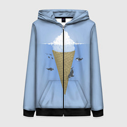 Толстовка на молнии женская Мороженое, цвет: 3D-черный