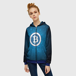 Толстовка на молнии женская Bitcoin Blue, цвет: 3D-синий — фото 2