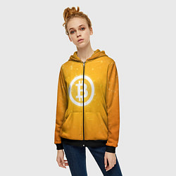 Толстовка на молнии женская Bitcoin Orange, цвет: 3D-черный — фото 2