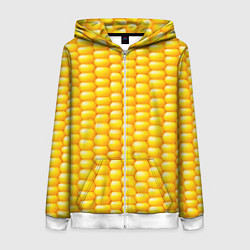 Толстовка на молнии женская Сладкая вареная кукуруза, цвет: 3D-белый
