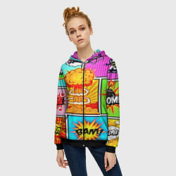 Толстовка на молнии женская Pop Art, цвет: 3D-черный — фото 2