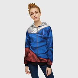 Толстовка на молнии женская Российский Триколор, цвет: 3D-черный — фото 2