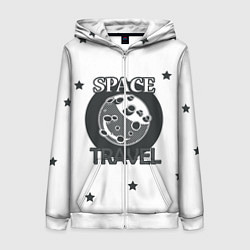 Толстовка на молнии женская Space travel, цвет: 3D-белый