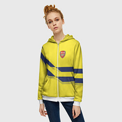 Толстовка на молнии женская Arsenal FC: Yellow style, цвет: 3D-белый — фото 2