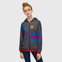 Толстовка на молнии женская Barcelona FC: Dark style, цвет: 3D-красный — фото 2