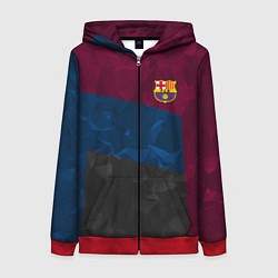 Толстовка на молнии женская FC Barcelona: Dark polygons, цвет: 3D-красный