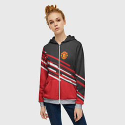 Толстовка на молнии женская Man UTD FC: Sport Line 2018, цвет: 3D-меланж — фото 2