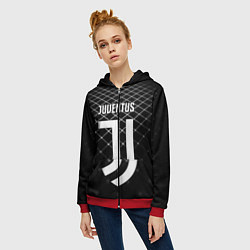 Толстовка на молнии женская FC Juventus: Black Lines, цвет: 3D-красный — фото 2