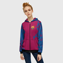 Толстовка на молнии женская FC Barcelona: Purple Original, цвет: 3D-черный — фото 2