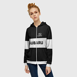 Толстовка на молнии женская Subaru: Black Sport, цвет: 3D-белый — фото 2