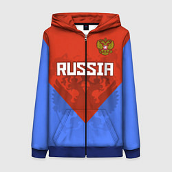 Толстовка на молнии женская Russia Red & Blue, цвет: 3D-синий