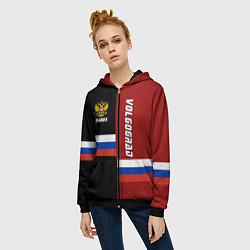 Толстовка на молнии женская Volgograd, Russia, цвет: 3D-черный — фото 2