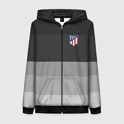 Толстовка на молнии женская ФК Атлетико Мадрид: Серый стиль, цвет: 3D-черный
