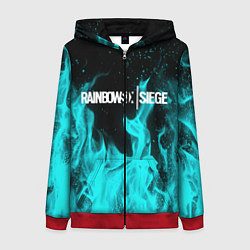 Толстовка на молнии женская R6S: Turquoise Flame, цвет: 3D-красный