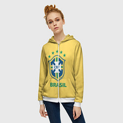 Толстовка на молнии женская Brazil Team, цвет: 3D-белый — фото 2