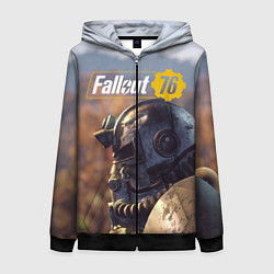 Толстовка на молнии женская Fallout 76, цвет: 3D-черный