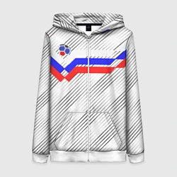 Толстовка на молнии женская Российский футбол, цвет: 3D-белый