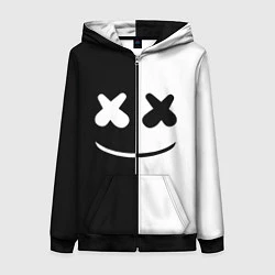 Толстовка на молнии женская Marshmello: Black & White, цвет: 3D-черный