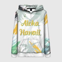 Толстовка на молнии женская Aloha Hawaii, цвет: 3D-белый
