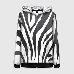 Толстовка на молнии женская Африканская зебра, цвет: 3D-черный