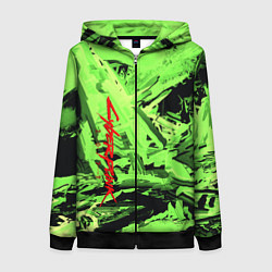 Толстовка на молнии женская Cyberpunk 2077: Green Breaks, цвет: 3D-черный