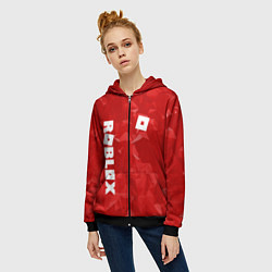 Толстовка на молнии женская ROBLOX: Red Style, цвет: 3D-черный — фото 2