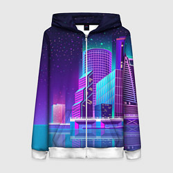 Толстовка на молнии женская Neon Nights, цвет: 3D-белый