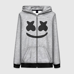 Женская толстовка на молнии Marshmello: Grey Face