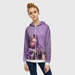 Толстовка на молнии женская Billie Eilish: Violet Fashion, цвет: 3D-белый — фото 2