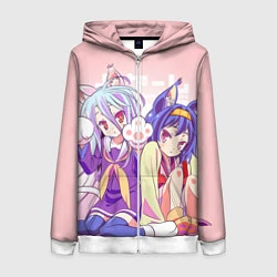 Толстовка на молнии женская No Game No Life, цвет: 3D-белый