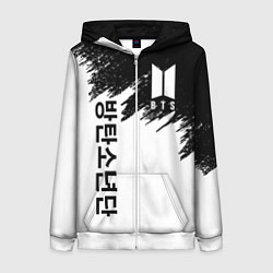 Толстовка на молнии женская BTS: White & Black, цвет: 3D-белый