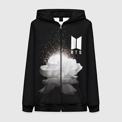 Толстовка на молнии женская BTS Flower, цвет: 3D-черный