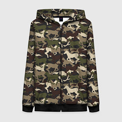 Толстовка на молнии женская Камуфляж - лошади, цвет: 3D-черный