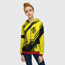 Толстовка на молнии женская Cyberpunk 2077: Yellow Samurai, цвет: 3D-красный — фото 2