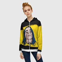 Толстовка на молнии женская Billie Eilish, цвет: 3D-белый — фото 2